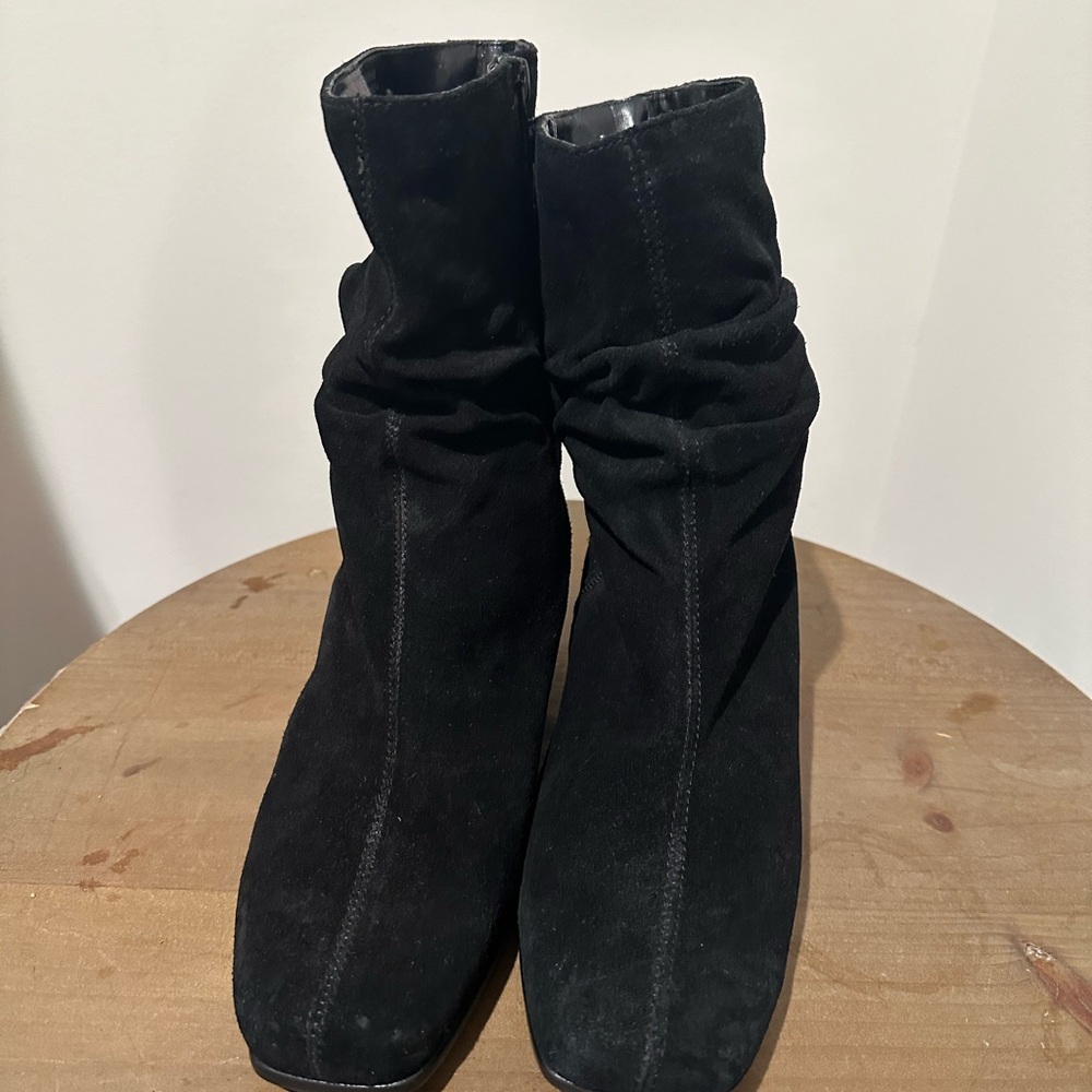 BareTraps Black Suede Slouch Ankle Boots